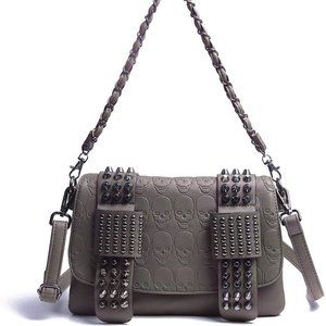 Gothic Skull Crossbody Purse Chain, Grey